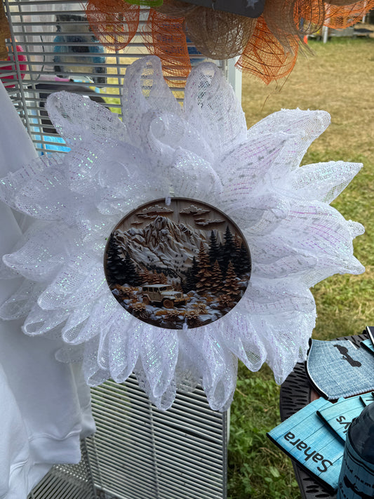 Adorable Flower Jeep Wreath